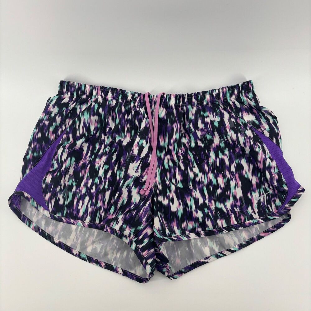 Nike Running Shorts Womens‎ Large Purple Abstract Print Tempo EUC 575097-576